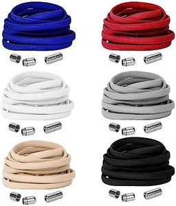 Owelth 6 Pares Cordones Elasticos sin Atar, Cordones Redondo con Hebilla, Cordones Elasticos Niños Adultos, Cordones Blancos sin Nudo, No-Tie Shoelaces para Converse Altas Zapatillas