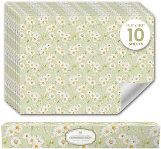 Chamomile Scented Drawer Liners for Dresser Drawers (10 Large Sheets, 19.7" x 14.4") - Non Adhesive Drawer Paper Liner for Bedroom Dresser & Closet Shelves by Linda’s Essentials