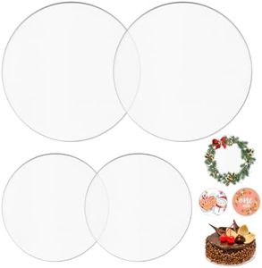 4 Pièces Disque Gateau Acrylique Patisserie-15cm et 20cm,Plateau Gateau Disques Ronds ,Cake Board Transparent Réutilisable ,Plateau Rond Socle Plastique pour Gâteau de Crème Service de Gâteaux