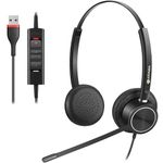 Arama USB Headset with Microphone, PC Headphones with Mic Noise Cancelling, Wired Computer Headset for Laptop Softphone Microsoft Teams Zoom Skype Chat Office Call Center Business Online Class