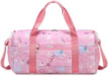 Girls Dance Bag with Shoe Compartments,Gymnastics Bag Overnight Weekender Bag with Love Pattern Teen Gym Bag Travel Duffle Sleepover Carry On Bag, Pink, Cute