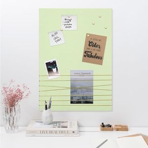 Navaris Fabric Memo Bulletin Board - 20" x 28" Velvet Memory Board for Wall to Display Photo Collages, Pictures, Notes - Includes 6 Push Pins - Light Green