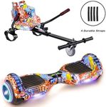 WEELMOTION Orange Graffitti Hoverboard and Hoverboard Go Kart, 6.5" Hoverboard with seat, with lighting Wheels and changing strap Lights, with speaker and bag, UL2272 Certified,