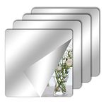 TSLBW 4 Pack Self Adhesive Mirror Stick on Mirror 20x20cm Acrylic Mirror School Mirrors Flexible Mirror Sheets Mirror Stickers for Wall School Home Livingroom Bathroom Bedroom Decor