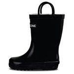 LONECONE Rain Boots with Easy-On Handles for Toddlers and Kids, Shiny Black, Toddler 10