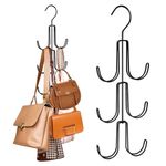 Greyoe Tie Holder, Belt Holder, Wardrobe, Scarf Hanger, Hanging Bag Rack, Multifunctional Belt Tie Sling Hook Organiser for Ties, Scarves, Cloths, Bags, Black