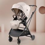 R for Rabbit Street Smart Regal Auto Fold Stylish Newborn Baby Stroller| Steel Frame Pram One Click Fold with Two-Way Reversible Seat, Travel Friendly Cabin Trolley Stroller for 0-3 Years Kids (Beige)