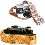 Art Tribute Yellow Spring & White Woven Vintage Camera Straps Bundle Package- Great GIft for Man and Women Photographers