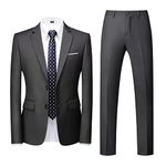 Allthemen Mens Suits 2 Piece Regular Fit Wedding Dress Suit Two Buttons Business Suit Blazer Trousers Grey M