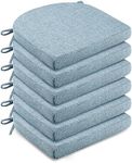 LOVTEX Chair Cushions for Dining Chairs 6 Pack - Memory Foam Chair Pads with Ties and Non-Slip Backing - Seat Cushion for Kitchen Chair 16x16x2, Blue