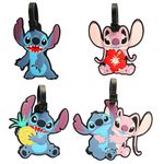 Lilo and Stitch Luggage Tag 4 Pack Official License, Disney Travel Bag Tags and Suitcase Tags, Disney Travel Essentials