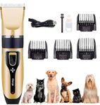 LOOTWAGON Cordless Pet Clippers Set for Dogs and Cats, Low Noise Electric Trimmer with LED Light, Rechargeable and Stainless Steel Blades Dog Trimmer for Labrador, Shih Tzu, German Shepherd, and Golden Retriever, Pet Grooming Kit, Trimmer for Dog Hair Cutting