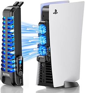 Kytok PS5 Cooling Fan with 3 Adjustable Fans, Quiet PS5 Fan Upgraded with 9 Blades and Extra USB HUB, PS5 Cooler with Touch Screen Compatible with Playstation 5 Digital & Disc Edition
