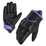 Harssidanza Women Leather Motorcycle Gloves,Motorbike Gloves,Road Racing,Cycling,Climbing,Powersports Gloves Touchscreen GL016CA,Light Purple,Size S