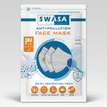 SWASA - Breathe clean air FFP2 Certified Respirator N95 Filter 100 hours Reusable with No Filter Valve Face Mask for Unisex, Pack of 5 (White)