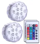 OYRIS Submersible Waterproof LED Spot Lights Battery Operated with Remote Controlled for Hot Tub, Swimming Pool, Pond, aquarium vase, underwater bath, fish tank, wedding diwali decor(16 Color, Pack-2)