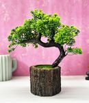 Dekorly Plastic Small Artificial Plant Bonsai Tree Fake Plant Potted House Plants Japanese Pine Bonsai Plant Faux Bonsai For Home Indoor Decoration Office(Wooden Potted Plants,Design-H)