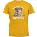 Old Glory Mardi Gras Show Me Your Kitties Funny Pun Mens T Shirt Gold 3X-LG