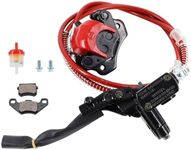 Red Rear Hydraulic Disc Brake System,ATV Quad Left Rear Hand Brake Assembly with caliper&brake pads for Chinese Quad 4 Wheeler Buggy 50cc 70cc 90cc 110cc 125cc 150cc Taotao Kazuma Coolster ATV parts