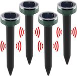 Solar Mole Repellent, 4 Pack Repellent Ultrasonic Solar Powered Mole Repellent Stakes Waterproof Animals Repeller Groundhog Snake Repeller Mole Repeller for Lawn Garden