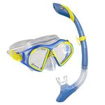 U.S. Divers Admiral Adult Snorkel Combo - Leak-Free Comfortable Mask Fit with Adjustable Strap, Wide Two-Window Visibility, Enhanced Flexibility - Travel Series | Unisex Adult, Blue/Yellow