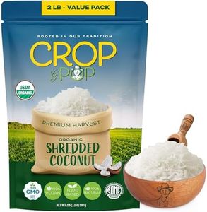 CROP BY POP - Organic Shredded Coconut Flakes - Unsweetened, No Sugar Added, Medium Desiccated, Dry (32oz - 2 LB) Non GMO, Gluten Free, Vegan, Kosher Perfect for Baking, Cooking, Snacking & Garnishing