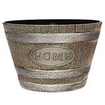 Classic Home and Garden Whiskey Plastic Resin Home Flower Pot Barrel Planter, Oak Brown, 15"