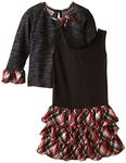 Bonnie Jean Girls' Dress Denim to Tiered Plaid Skirt, Black, 3T