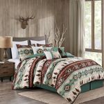 Chezmoi Collection Dune 7-Piece Southwestern Cowboys Aztec Comforter Set - Multicolor Teal Brown Beige Tan Red Printed Washed Microfiber Bedding, Oversized King