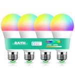 Smart Light Bulbs 130W Equivalent, Color Changing Light Bulb, Work with Alexa Only, 16 Million Colors RGBWW, Music Sync, DIY Flash,1300LM A19 E26 Bluetooth Led Light Bulbs, No WiFi Required,4Pack