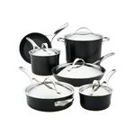 Anolon 83874 Nouvelle Copper Hard Anodized Nonstick Cookware Pots and Pans Set, Aluminum, Onyx