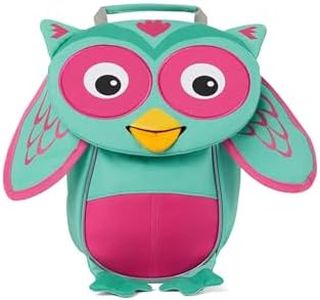 Affenzahn Piccolo Amico Zaino per l'asilo per bambini da 1 a 3 anni ergonomico riflettente linguetta con targhetta per il nome Gufo - Turchese