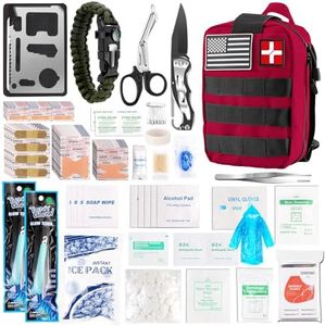 DLMD 278 PCS First Aid Kit for Car Home, Gifts for Dad Him Men Women Kids Christmas,Survival Kits/Emergency Medical Supplies for Travel Office Outdoor Hiking Camping Backpacking (Red)