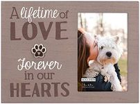 Malden Int Designs 4x6 Pet Sentiment Picture Frame A lifetime of love forever in our hearts MDF Wood Brown