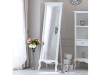 APRODZ Mango Wood Home Decorative Thalo Standing Long Mirror for Living Room (Off White Finish)