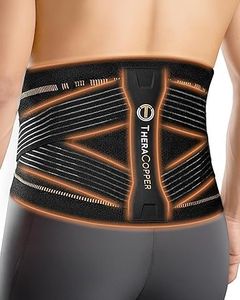 TheraCopper Copper Back Brace for Men & Women — Lumbar Support Belt for Lower Back Pain, Sciatica & Herniated Disc — Infused Copper Back Support with Adjustable Compression (Large)