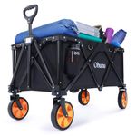 Wagon cart Foldable Collapsible Wagon: Ohuhu 145L/400lbs Capacity Extra Reinforced Folding Wagon Heavy Duty Utility Outdoor Grocery Carts with Wheels & 2 Drink Holders for Camping Picnic Shopping