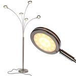 Brightech Orion Arc Floor Lamp for Living Room, Tree Floor Lamp with 5 Adjustable Arms, Multi-Head Standing Lamp with Flexible Rotating LED Lights for Bedroom, Dorm - Bright Hanging Lighting - Silver