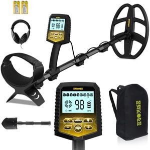 SAKOBS Metal Detector for Adults Professional – Higher Accuracy 9 Types of Metal Target Detection, 11" Waterproof Double-D Coil, New Upgraded DSP Chip and LCD Display （12.8" Detection Depth）