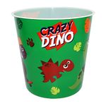 Crazy Dino 5 Liters Kids Dustbin 21cm, Lightweight Round Plastic Bin, Indoor Waste Storage Basket Bin for Children's Living Room, Waste Bin Trash Can Garbage Storage Container Paper Bin