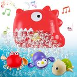 BAOZHIKAI Baby Bath Toys for Toddlers, Kids Bath Bubble Machine Play with Songs, 3 Wind-up Baby Pool Toys and 1 Bath Bubble Maker - Perfect Toys for Boys & Girls