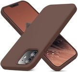 JELE Shockproof Designed for iPhone 12/12 Pro Case, Liquid Silicone Phone Case with [Soft Anti-Scratch Microfiber Lining] Military Grade Drop Protection Slim Thin Cover, 6.1 inch, Chocolate