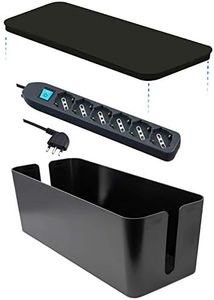 Electraline 300178 Scatola Organizzatore Cavi Con Multipresa Sei Posti Polivalenti, Nero