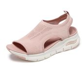 Skechers Women's Arch FIT City Catch Sandal, Blush Knit, 4 UK