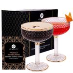 Luxury Coupe Cocktail Glasses | Set of 2 Espresso Martini Glasses |Martini Glass w/Gold Detailing & Recipe e-Book | Lounge Bar Champagne Glasses/Coupe Glasses | Mocktail Glasses | Crystal Glasses