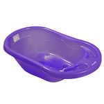 Sunbaby Baby Anti-Slip Bathtub with Toddler Seat and Convenient Drainer - Safe and Fun Bath Time for Infants and Toddlers - Spacious & Easy to Clean (Purple)