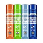 Dr. Bronner's - Organic Lip Balm (4-Pack Variety Peppermint, Orange Ginger, Naked, Lemon Lime) - Made with Organic Beeswax and Avocado Oil, For Dry Lips, Hands, Chin or Cheeks