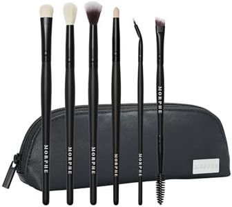 Morphe Eye Stunners Makeup Brushes - 6 Piece Eyeshadow Brush Set - Lining, Blending & Angled Eyeshadow Brushes - Made with Natural & Synthetic Bristles and Includes Makeup Brush Case (6 Count)