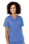 Med Couture Women's Signature V-Neck Scrub Top Small Ceil/Navy