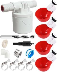 Psarnuk DIY Automatic Chicken Waterer Kit - 4 Chicken Water Cups, Float Valve, Drill Bit, 4 Hose Clamp, Teflon Tape - Universal for Poultry